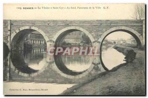 Old Postcard Rennes The Vilaine Saint Cyr At City Panorama background