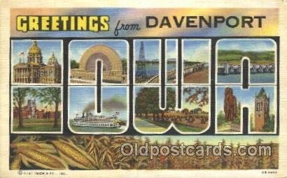 Davenport, Iowa, USA Large Letter Town writing on back light corner wear, wri...