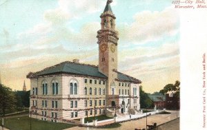 Vintage Postcard City Hall Building Historic Landmark Worcester Massachusetts MA