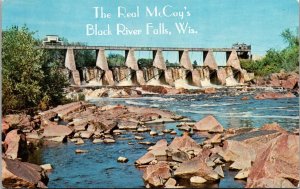Black River Falls WI Dam, The Real McCoy's Vintage Postcard T73