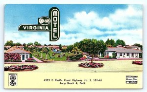 LONG BEACH, CA  ~ Roadside VIRGINIA MOTEL c1956 Pacific Coast Highway Postcard