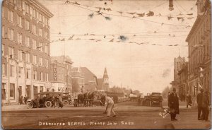 Canada Decorated Street Moose Jaw Saskatoon Saskatchewan Vintage RPPC C029