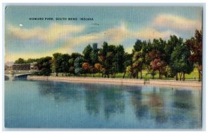 1952 Howard Park River Lake Trees South Bend Indiana IN Vintage Antique Postcard