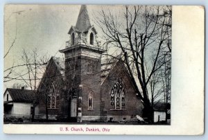 1909 Dunkirk Ohio Vintage Postcard U.B. Church Chapel Building Exterior Posted