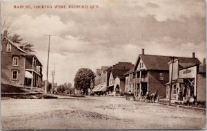 Bedford Quebec Main Street Looking West QC Horses Wagons c1921 Postcard F57
