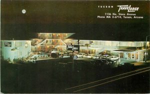 Tucson Arizona Travelodge Night Neon Automobiles Petley Postcard 21-10776