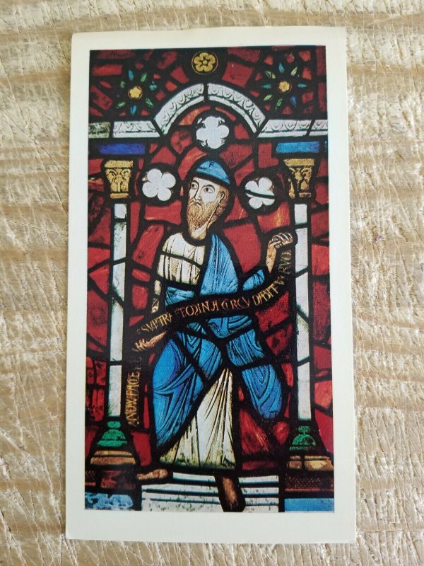 THE PROPHET JEREMIAH FROM STAINED GLASS WINDOW.VTG GLOSSY PAPER POSTCARD*P14