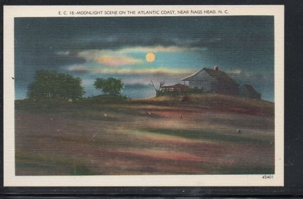 North Carolina colour pc Moonlight near Nags Head, N.C unused