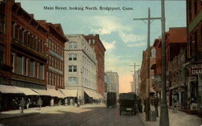 BRIDGEPORT CT Main Street Scene Early Cars c1910 Postcard