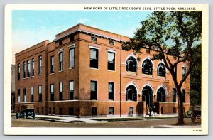Little Rock Arkansas~Boys Club St View~Cars~People @ Entrance~1920s Postcard