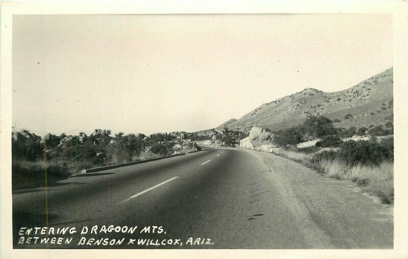 Arizona Benson Wilcox Entering Dragoon Mountains 1940s RPPC Postcard 22-1201