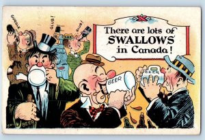 Vancouver BC Postcard Prohibition Mens Drinking Beer Alcohol Swallows In Canada