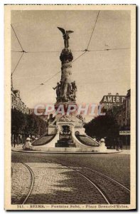 Old Postcard Reims Fontaine Sube Donet Place d & # 39Erlon