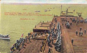 US Navy Landing End of Great White Fleet World Tour San Diego CA 1908 postcard