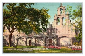 Mission San Juan De Capistrano San Antonio Texas TX UNP Linen Postcard N18