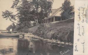 Fox Lake Wisconsin Scenic Waterfront Real Photo Antique Postcard K84519