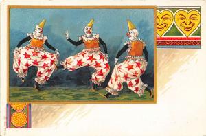 Three Clowns Dancing Early #7541 Postcard