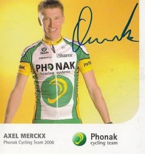 Axel Merckk Belgium Cycling Cyclist Champion Phonak Team Hand Signed Photo