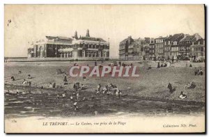 Old Postcard Treport Casino view Taking the Beach