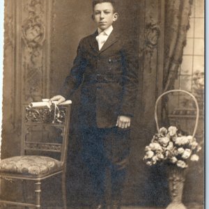 c1910s Handsome Young Man RPPC High School Graduation Diploma Real Photo PC A139