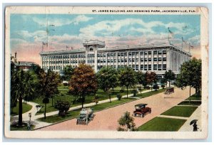 1923 St. James Building and Hemming Park Jacksonville Florida FL Postcard