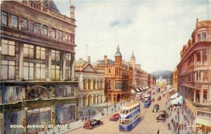 Royal Avenue Belfast Ireland 1952 postcard tramway