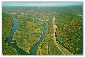 c1960 Aerial View Kinzua Valley Allegheny Reservoir Warren Pennsylvania Postcard