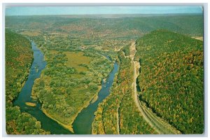 c1960 Aerial View Kinzua Valley Allegheny Reservoir Warren Pennsylvania Postcard 