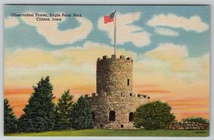 Iowa Observation Tower Eagle Point Park Clinton Postcard E21