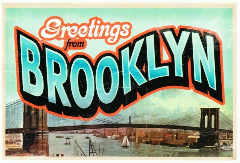 Greetings from Brooklyn New York Bridge Large Letter Chrome Postcard 2000s #2