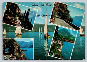 Greetings from Lake Garda in Italy 4x6 Vintage Postcard 0452