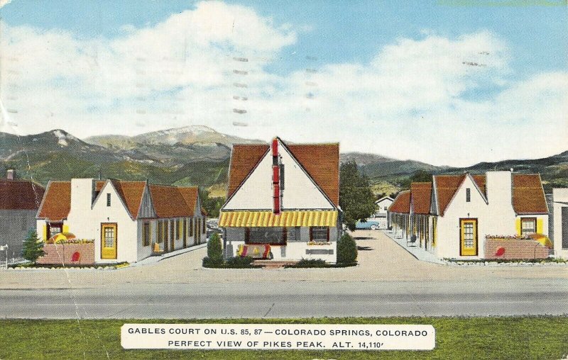 Colorado Springs Colo. Gables Court c1957 postcard