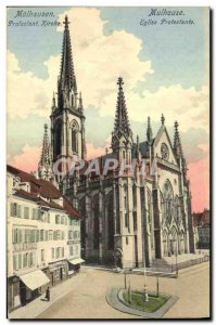 Postcard Old Protestant Church Mulhouse