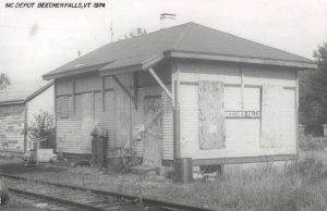 Beecher Falls Vermont Train Station Real Photo Vintage Postcard AA33081