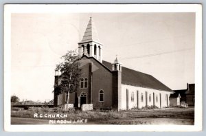 Roman Catholic Church, Meadow Lake, Saskatchewan, 1954 RPPC Real Photo Postcard