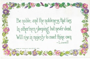 Motto Card Be Noble and the nobleness that lies in Men.. Will Rise  Lowell