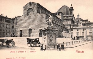 Vintage Postcard Cathedral Church Chiesa E Piazza Di S. Lorenzo Firenze Italy IT