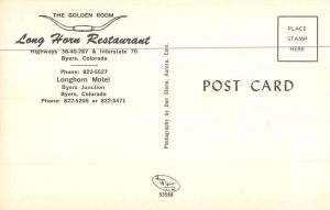 Byers Colorado Long Horn Restaurant Golden Room Vintage Postcard K7876387