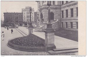 City Hall Plaza showing flower beds protected by Wheelock Fence Guard, Wright...