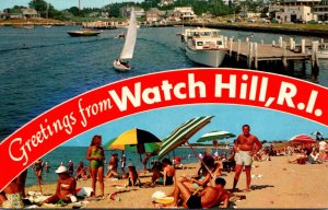 Greetings From Watch Hill Rhode Island Split View