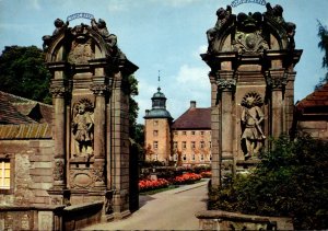 Germany Hoexter Schloss Corvey Schlossportal mit Bibliotheksturm