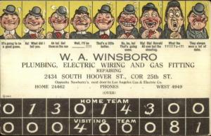 Los Angeles WA Winsboro Pumbling Electric Bowling Comic c1910 Postcard