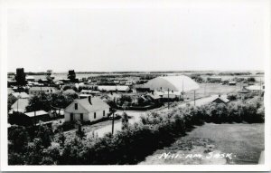 Naicam Saskatchewan SK Birdseye Grain elevators Unused Real Photo Postcard E90