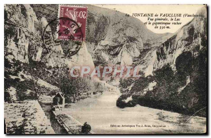 Old Postcard Fontaine de Vaucluse General view Lake and gigantic rock