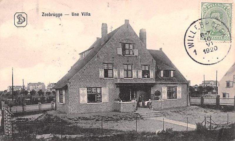 Une Villa Zeebrugge Belgium 1920 Stamp on front 