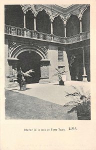 INTERIOR DE LA CASA DE TORRE TAGLE LIMA PERU POSTCARD (c. 1920)