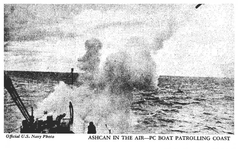 Ship  ,Ashcan in Air-PC Boat patrolling coast , official Navy Photo, Arcade card