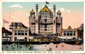 New Jersey Atlantic City The Marlborough Blenheim Front VIew From Beach 1921