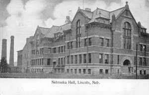 Lincoln NE ~ NEBRASKA HALL~University Of Nebraska TOWERS~Stacks ca1900s Postcard
