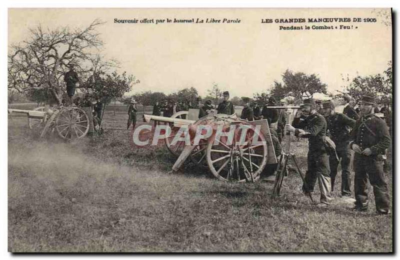 Old Postcard Army Major 1905 maneuvers During combat Fire